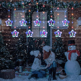 LED Stars Curtain Lights 3.5M×3.5M – Multi-Colored 3D Fairy String Lights with USB & Battery Power